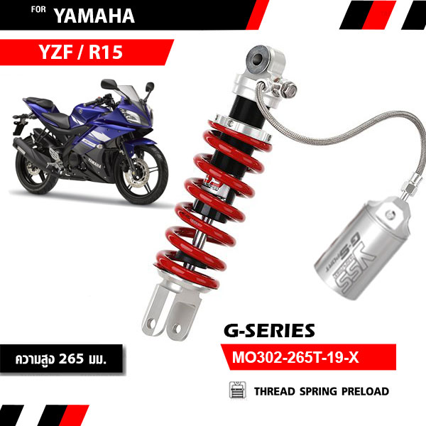 Phuộc YSS Yamaha YZF/R15 G-Series✅Nhập khẩu chính hãng YSS Thái Lan bởi KingParts.vn✅Thông Số Phuộc YSS: MO302-265T-19-X