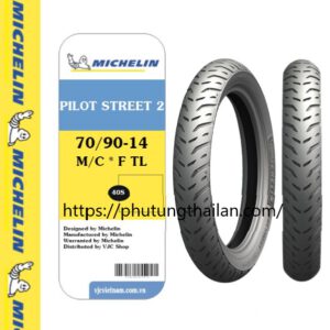 Vỏ xe Michelin 70/90 - 14 M/C 40S REINF F PILOT STREET 2 THÁI LAN Michelin Pilot Street đảm bảo độ bám đường, dù là đường ướt.